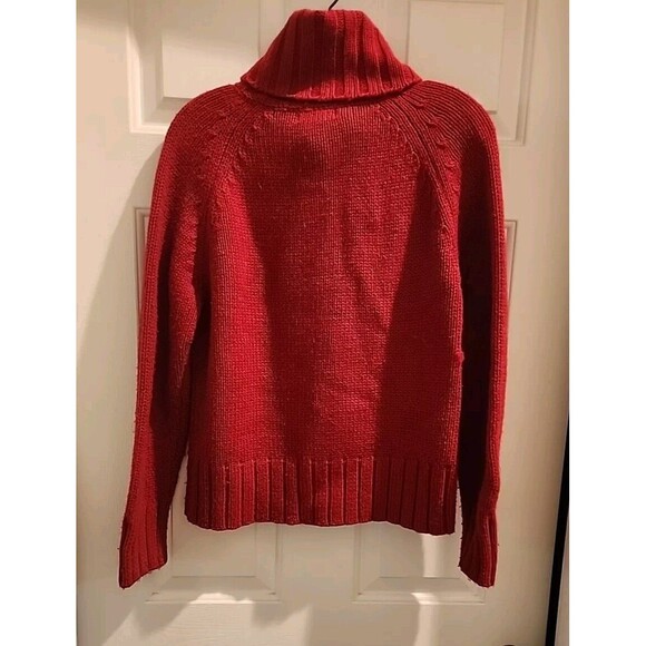 Carol Rose Knit Red Cardigan Sweater Women  Size M Cowell Neck - Picture 6 of 9